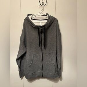 Fabletics Leah Oversized Zip-Up Hoodie with Black Drawstrings